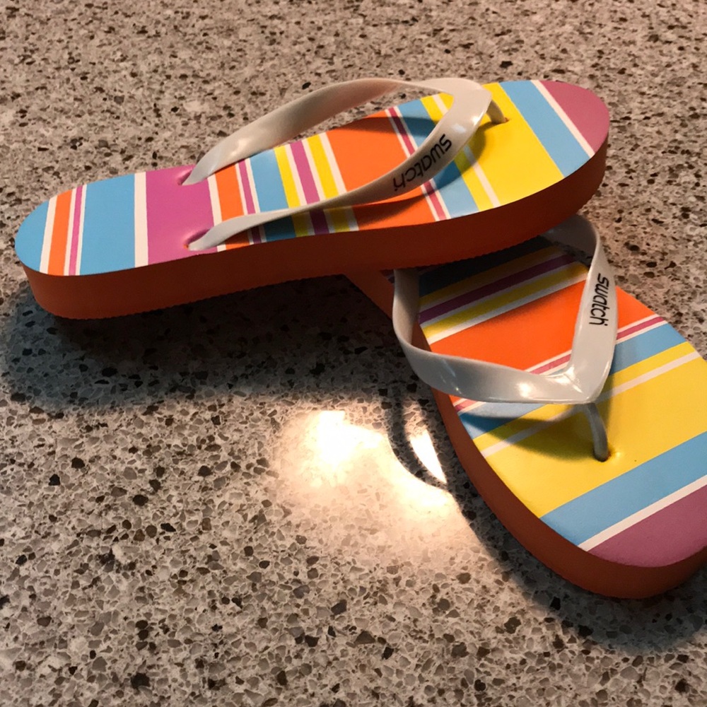 Swatch brand striped flip flops - never worn!